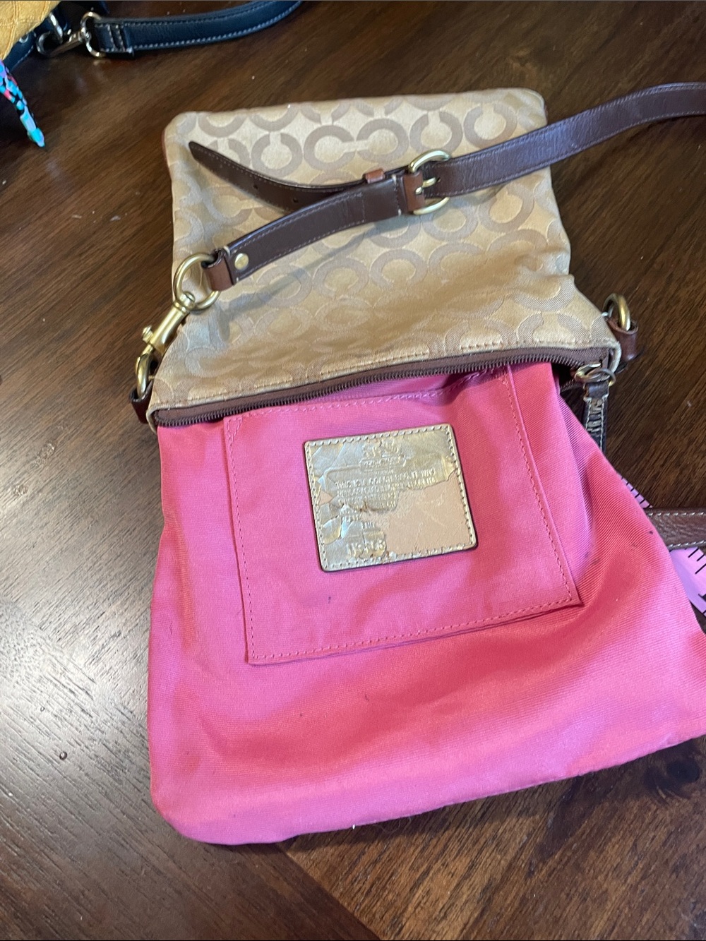Coach Signature Canvas Crossbody in Khaki and Brown - Picture 11 of 12